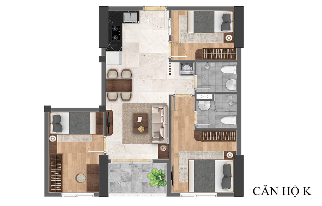 layout căn hộ bcons solary